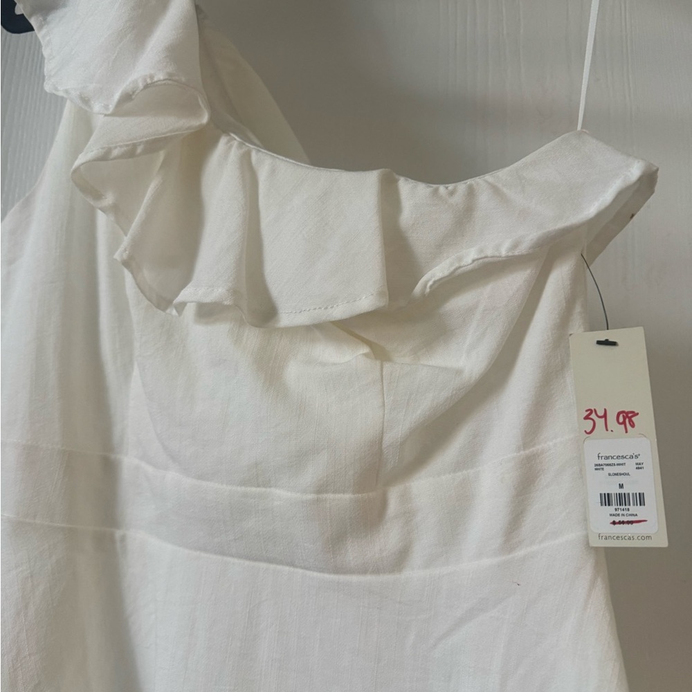 Francesca's Collections Cream One Shoulder Dress